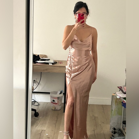 Anthropologie Satin Side Slit Gown - Picture 2 of 3